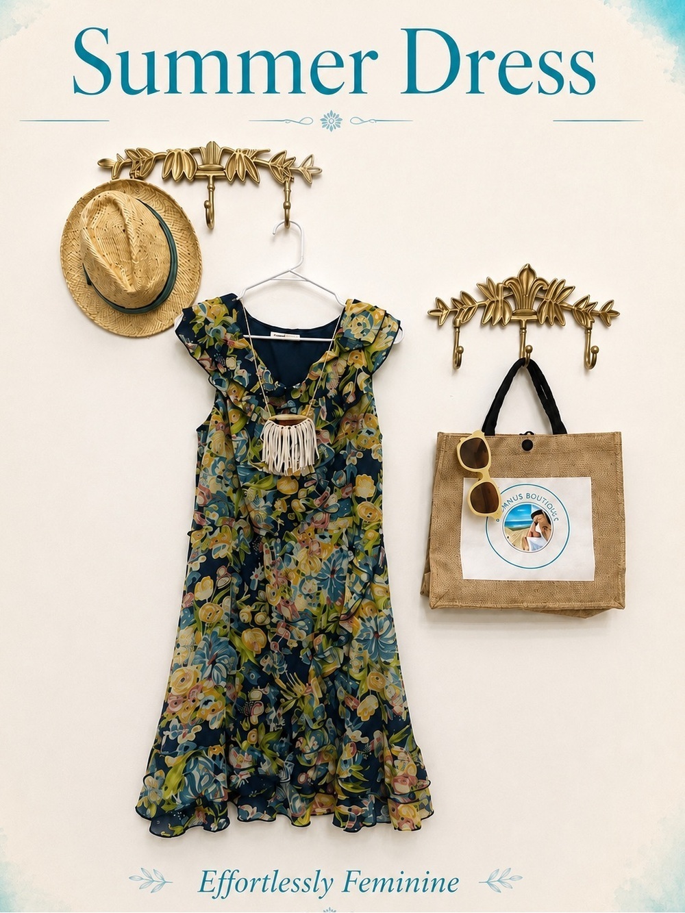 100% Cotton Navy Floral Ruffle Midi Dress with ruffle Neck v line M